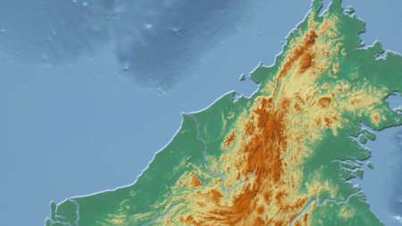 Brunei. Neighborhood - distant perspective without outline. topographic relief map