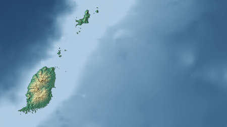 Grenada. Close-up perspective of the country - no outline. topographic relief mapの写真素材