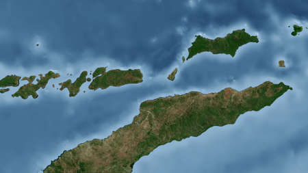 East Timor. Close-up perspective of the country - no outline. satellite imageryの写真素材