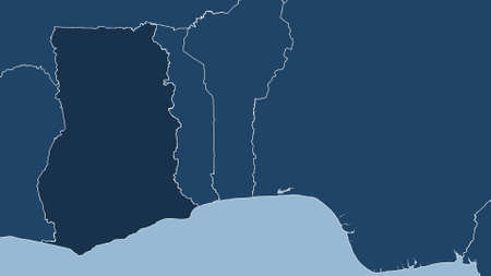 Ghana. Close-up perspective of the country - no outline. shapes only - land/ocean maskの写真素材