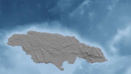 Jamaica. Close-up perspective of the country - no outline. grayscale elevation map