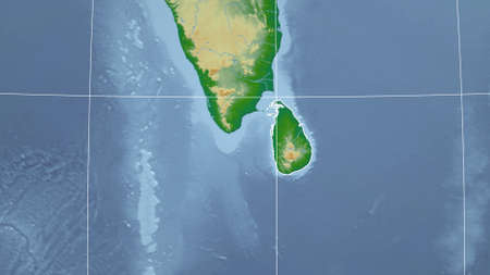 Sri Lanka. Neighborhood - distant perspective with outline of the country. color physical mapの写真素材