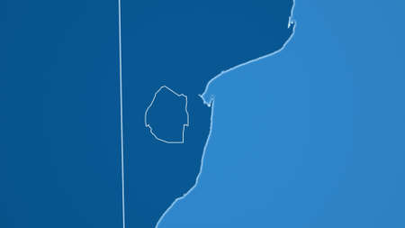 Swaziland. Neighborhood - distant perspective with outline of the country. shapes only - land/ocean maskの写真素材