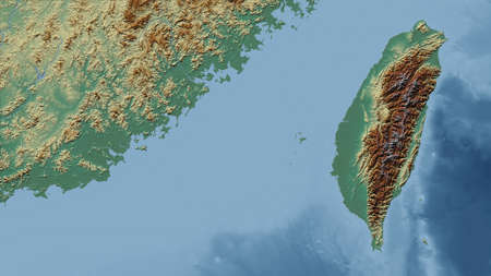 Taiwan. Close-up perspective of the country - no outline. topographic relief map