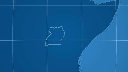 Uganda. Neighborhood - distant perspective with outline of the country. shapes only - land/ocean maskの写真素材