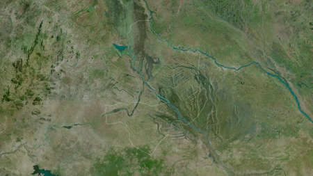 Mayo-Kebbi Est, region of Chad. Satellite imagery. Shape outlined against its country area. 3D...