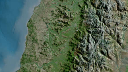 Libertador General Bernardo O'Higgins, region of Chile. Satellite imagery. Shape outlined against...