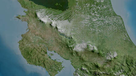 Alajuela, province of Costa Rica. Satellite imagery. Shape outlined against its country area. 3D...
