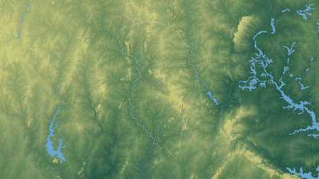 Zanzan, district of CÃ´te d'Ivoire. Colored relief with lakes and rivers. Shape outlined against...