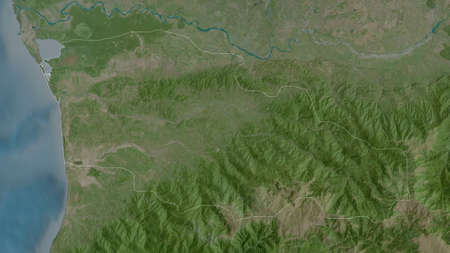 Guria, region of Georgia. Satellite imagery. Shape outlined against its country area. 3D rendering