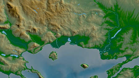 Eastern Macedonia and Thrace, decentralized administration of Greece. Colored shader data with lakes...
