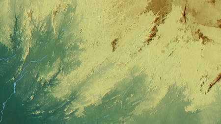 Lofa, county of Liberia. Colored relief with lakes and rivers. Shape outlined against its country...
