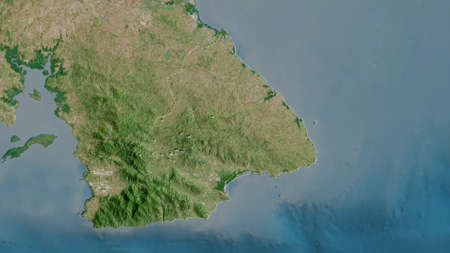 Los Santos, province of Panama. Satellite imagery. Shape outlined against its country area. 3D...