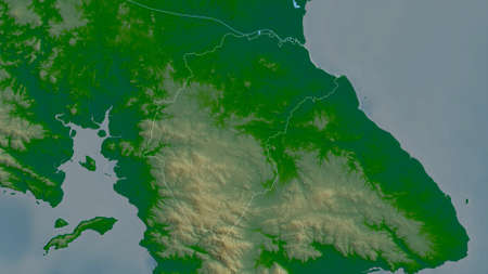 Herrera, province of Panama. Colored shader data with lakes and rivers. Shape outlined against its...