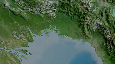 Gulf, province of Papua New Guinea. Satellite imagery. Shape outlined against its country area. 3D renderingの写真素材