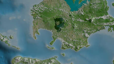 Batangas, province of Philippines. Satellite imagery. Shape outlined against its country area. 3D...