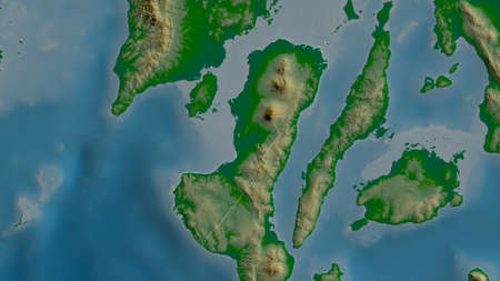 Negros Occidental, province of Philippines. Colored shader data with lakes and rivers. Shape...