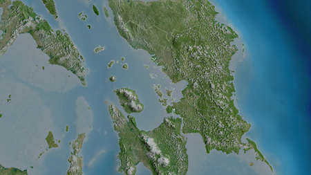 Samar, province of Philippines. Satellite imagery. Shape outlined against its country area. 3D...