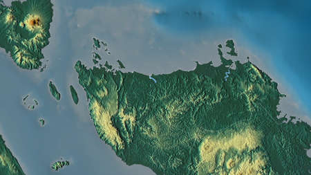 Northern Samar, province of Philippines. Colored relief with lakes and rivers. Shape outlined...
