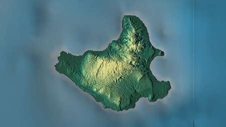 Siquijor, province of Philippines. Colored relief with lakes and rivers. Shape outlined against its country area. 3D renderingの写真素材