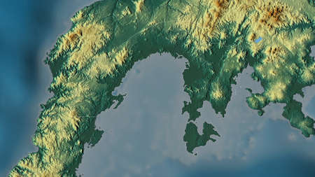 Zamboanga Sibugay, province of Philippines. Colored relief with lakes and rivers. Shape outlined...
