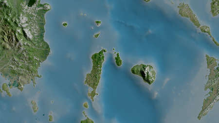 Romblon, province of Philippines. Satellite imagery. Shape outlined against its country area. 3D...