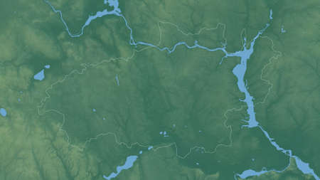 Ivanovo, region of Russia. Colored relief with lakes and rivers. Shape outlined against its country...