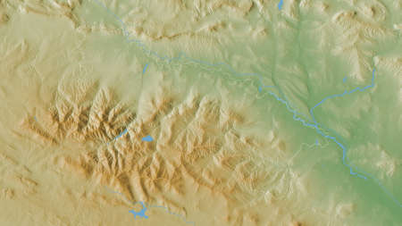 La Rioja, autonomous community of Spain. Colored shader data with lakes and rivers. Shape outlined...