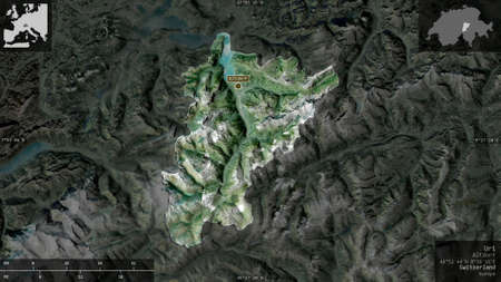 Uri, canton of Switzerland. Satellite imagery. Shape presented against its country area with...