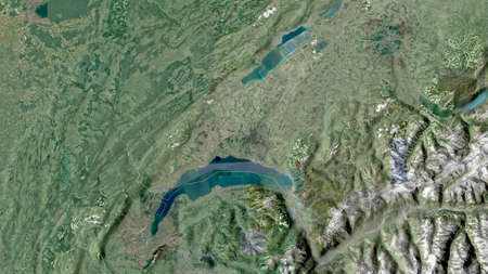 Vaud, canton of Switzerland. Satellite imagery. Shape outlined against its country area. 3D...
