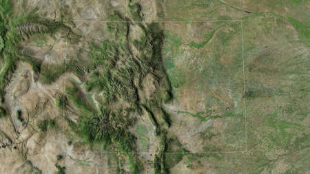Colorado, state of United States. Satellite imagery. Shape outlined against its country area. 3D renderingの写真素材