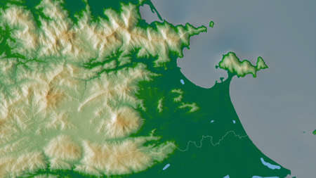 ÄÃ  Náºµng, city of Vietnam. Colored shader data with lakes and rivers. Shape outlined...