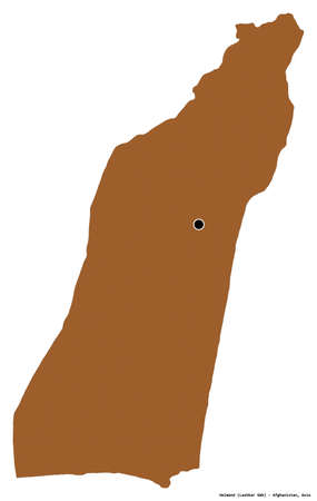 Shape of Helmand, province of Afghanistan, with its capital isolated on white background. Composition of patterned textures. 3D renderingの写真素材