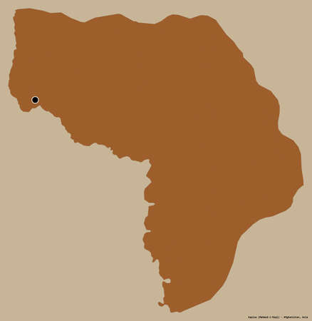 Shape of Kapisa, province of Afghanistan, with its capital isolated on a solid color background. Composition of patterned textures. 3D renderingの写真素材