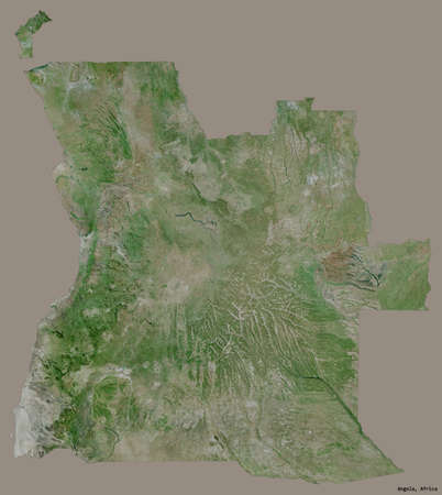 Shape of Angola with its capital isolated on a solid color background. Satellite imagery. 3D renderingの写真素材