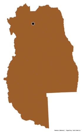 Shape of Mendoza, province of Argentina, with its capital isolated on white background. Composition of patterned textures. 3D renderingの写真素材