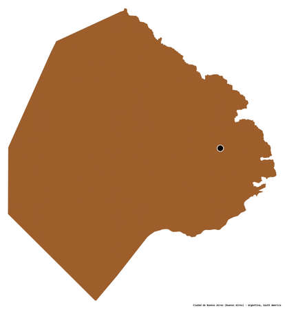 Shape of Ciudad de Buenos Aires, federal district of Argentina, with its capital isolated on white background. Composition of patterned textures. 3D renderingの写真素材