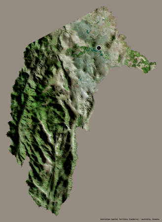 Shape of Australian Capital Territory, territory of Australia, with its capital isolated on a solid color background. Satellite imagery. 3D renderingの写真素材