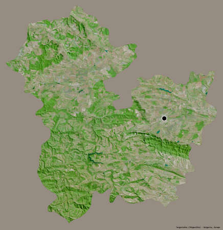 Shape of Targovishte, province of Bulgaria, with its capital isolated on a solid color background....