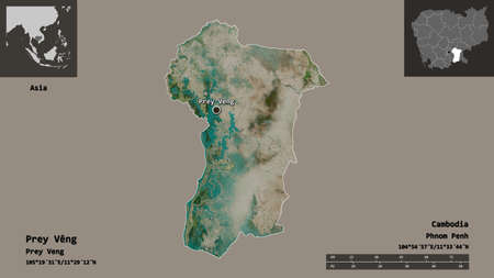 Shape of Prey VÃªng, province of Cambodia, and its capital. Distance scale, previews and labels....