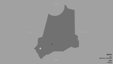 Area of Batha, region of Chad, isolated on a solid background in a georeferenced bounding box. Labels. Bilevel elevation map. 3D renderingの写真素材