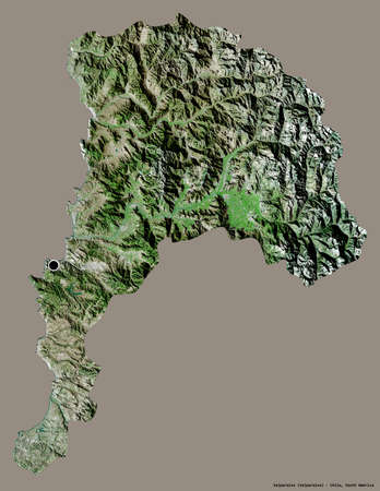Shape of ValparaÃ­so, region of Chile, with its capital isolated on a solid color background....