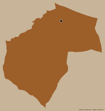 Shape of AtlÃ¡ntico, department of Colombia, with its capital isolated on a solid color background. Composition of patterned textures. 3D renderingの写真素材