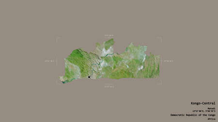 Area of Kongo-Central, province of Democratic Republic of the Congo, isolated on a solid background...