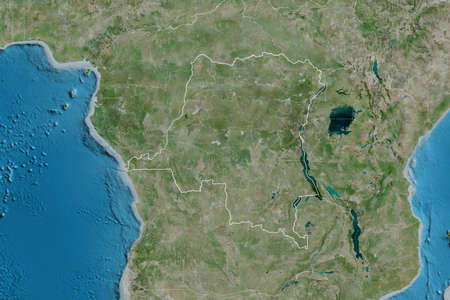 Extended area of Democratic Republic of the Congo with country outline, international and regional...