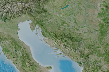 Extended area of Croatia. Satellite imagery. 3D rendering