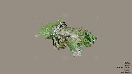Area of CaÃ±ar, province of Ecuador, isolated on a solid background in a georeferenced bounding...