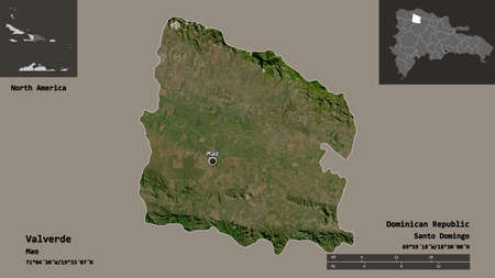 Shape of Valverde, province of Dominican Republic, and its capital. Distance scale, previews and...