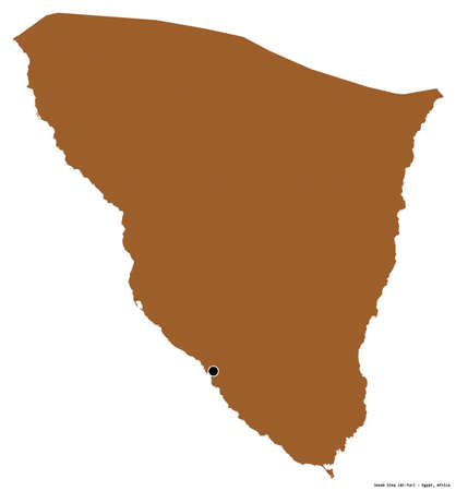 Shape of Janub Sina, governorate of Egypt, with its capital isolated on white background. Composition of patterned textures. 3D renderingの写真素材