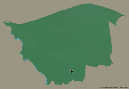 Shape of Kafr ash Shaykh, governorate of Egypt, with its capital isolated on a solid color background. Topographic relief map. 3D renderingの写真素材